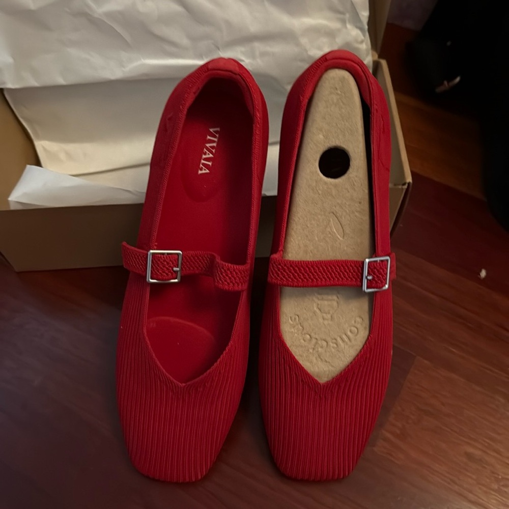 Brand new never worn Vivaia red Maryjane’s with box